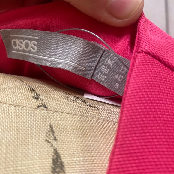 ASOS bright pink one shoulder flare mini dress - Picture 10 of 12